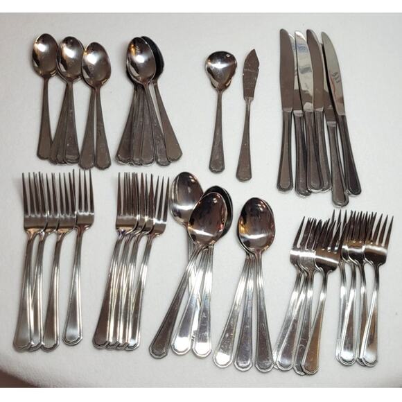 Oneida Fashionpoint Northland Stainless Flatware 46pc Set w/ Red Box Vintage 70s - Picture 1 of 7